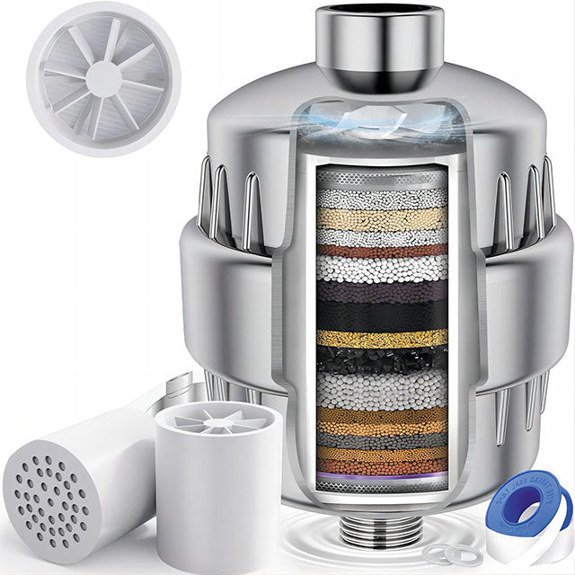 Filtre Douche Puissant avec 3 Cartouches Purifiantes - Santeova