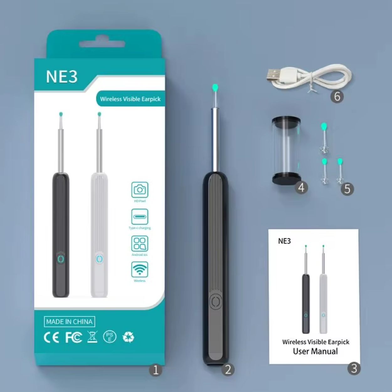 Rechargeable Otoscope with LED Screen for Precise Ear Cleaning