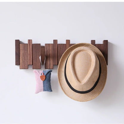Wooden Wall-Mounted Coat Rack with Design