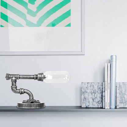 Elegant Table Lamp in Clear Glass with Round Lampshade