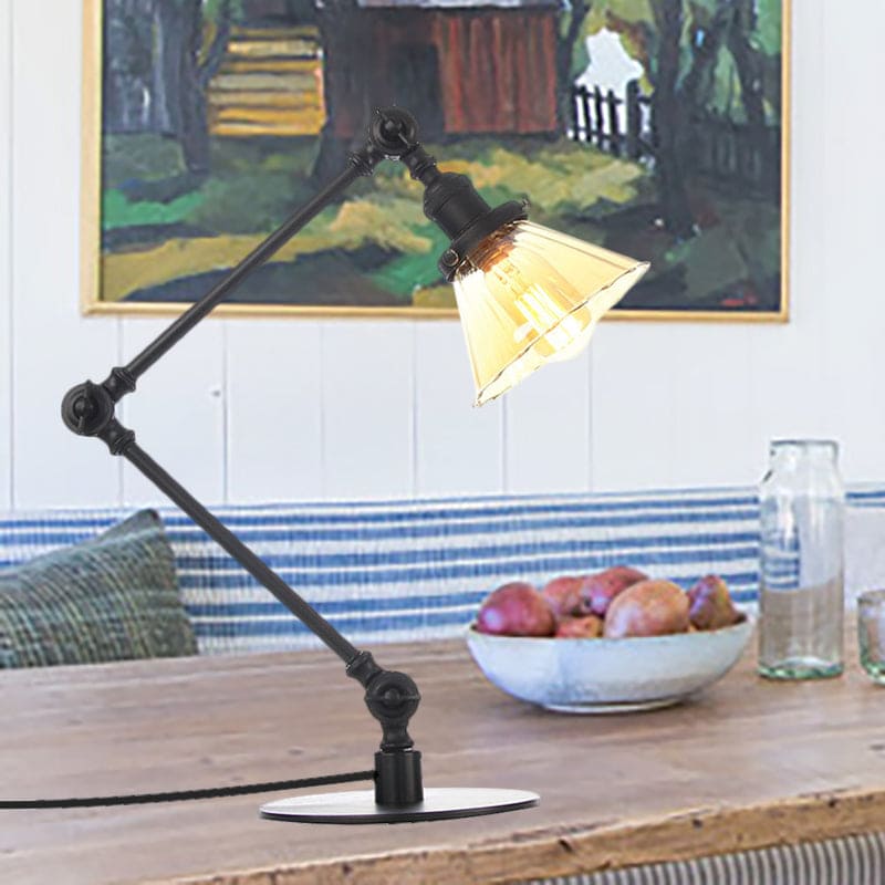 Elegant Table Lamp in Clear Conical Glass