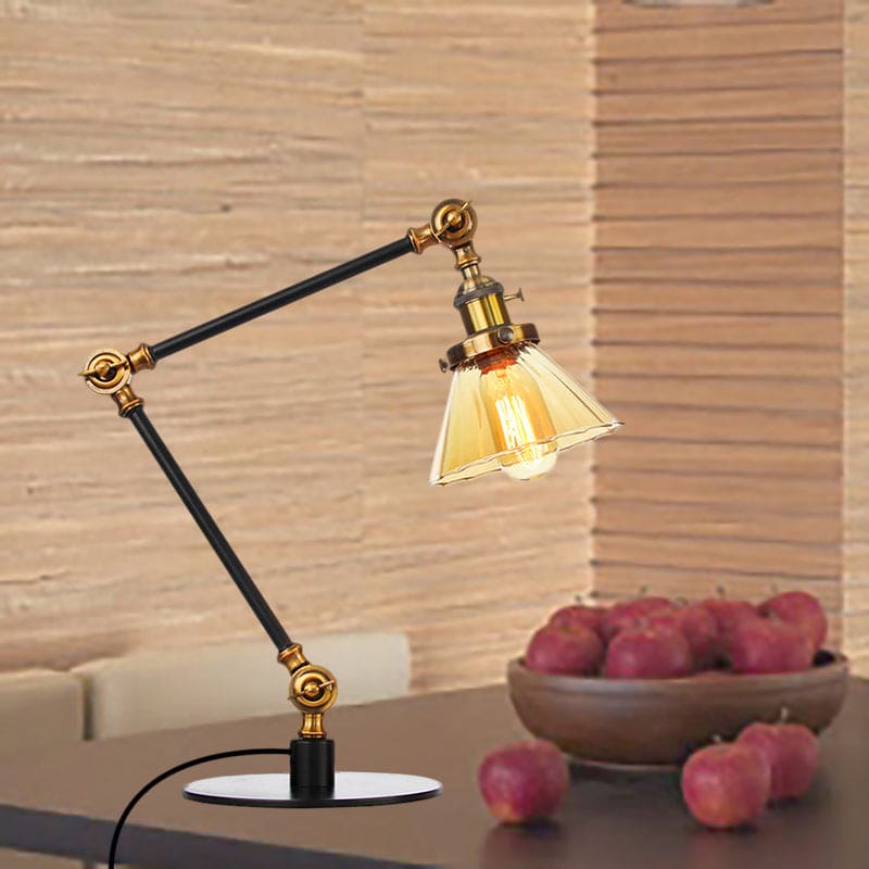 Elegant Table Lamp in Clear Conical Glass