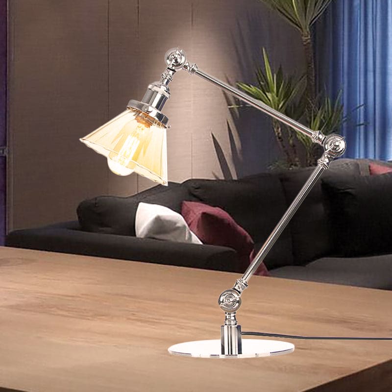 Elegant Table Lamp in Clear Conical Glass