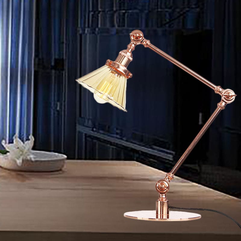 Elegant Table Lamp in Clear Conical Glass