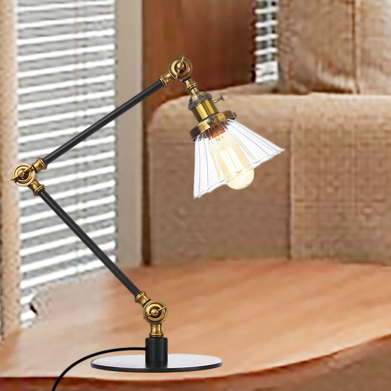 Elegant Table Lamp in Clear Conical Glass
