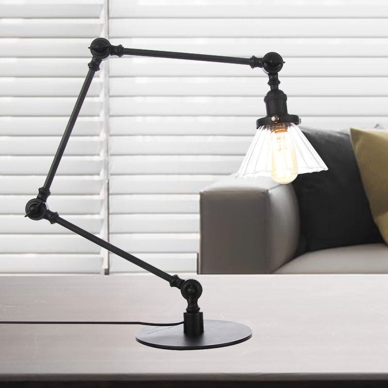 Elegant Table Lamp in Clear Conical Glass