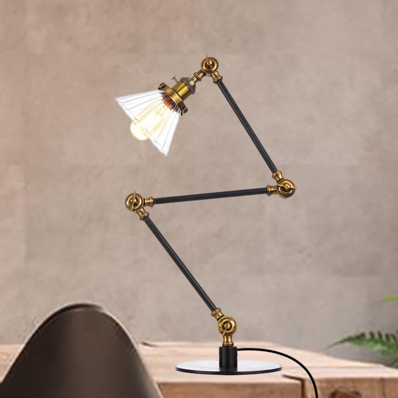 Elegant Table Lamp in Clear Conical Glass