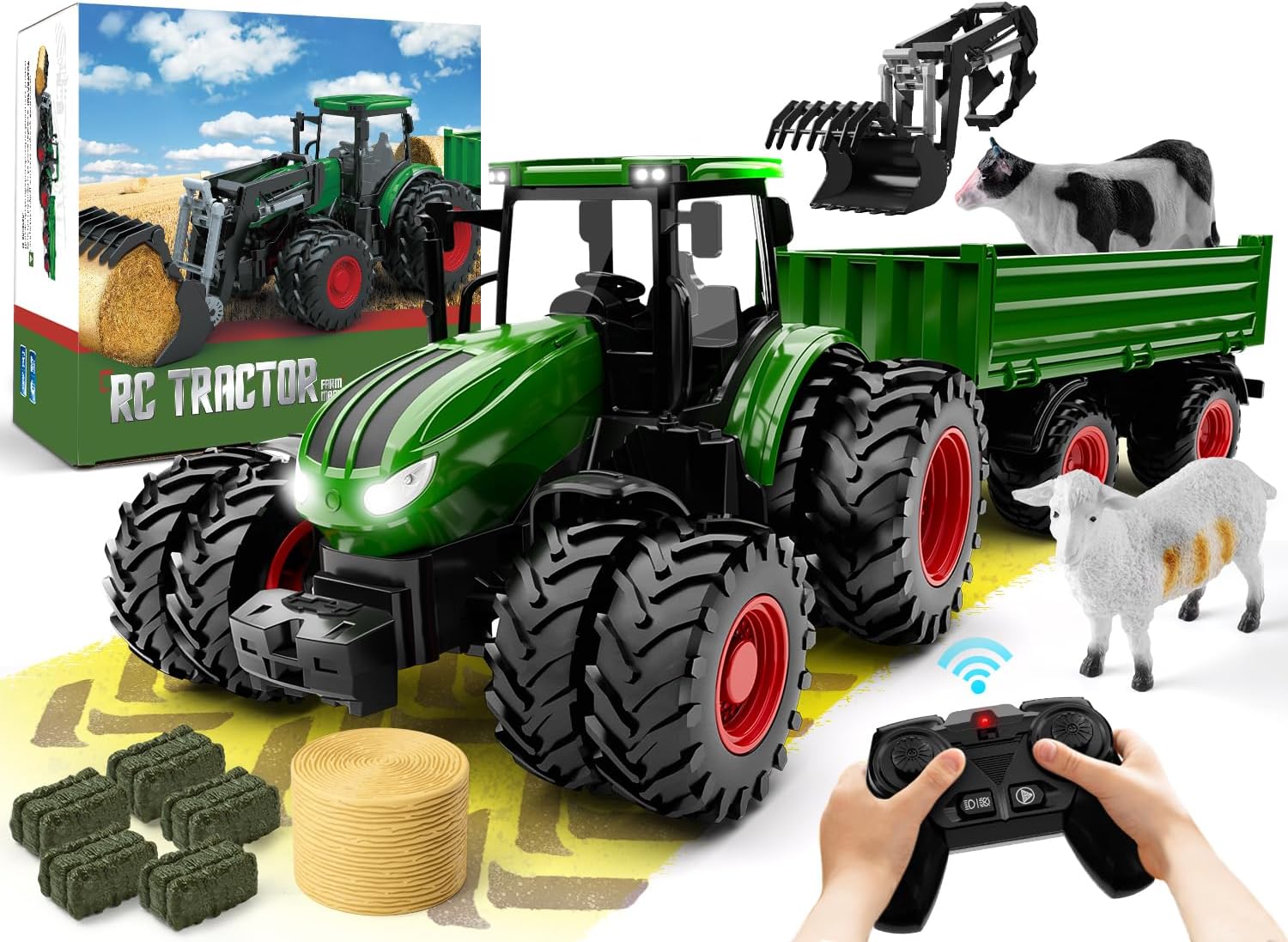 Tracteur RC Jouet Enfant avec Remorque Métal - Santeova