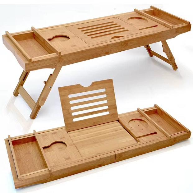 Support de Baignoire en Bambou Étendable pour Bains Relaxants - Foivo