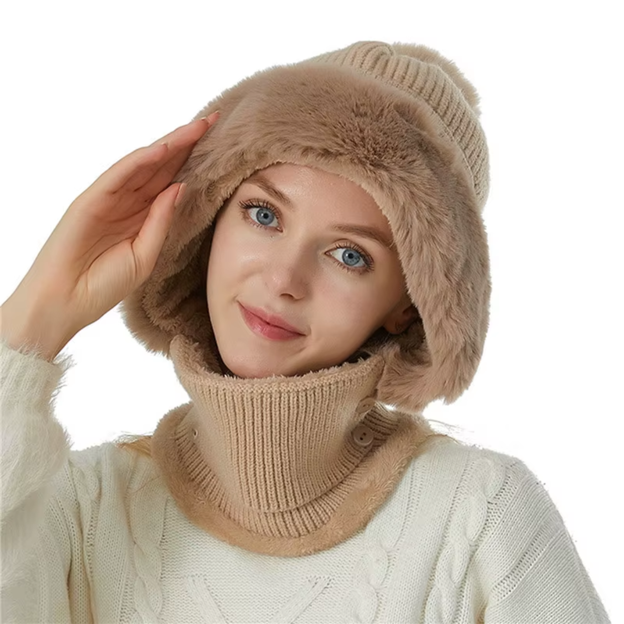 Soft and Warm 2-in-1 Polar Fleece Hat and Scarf
