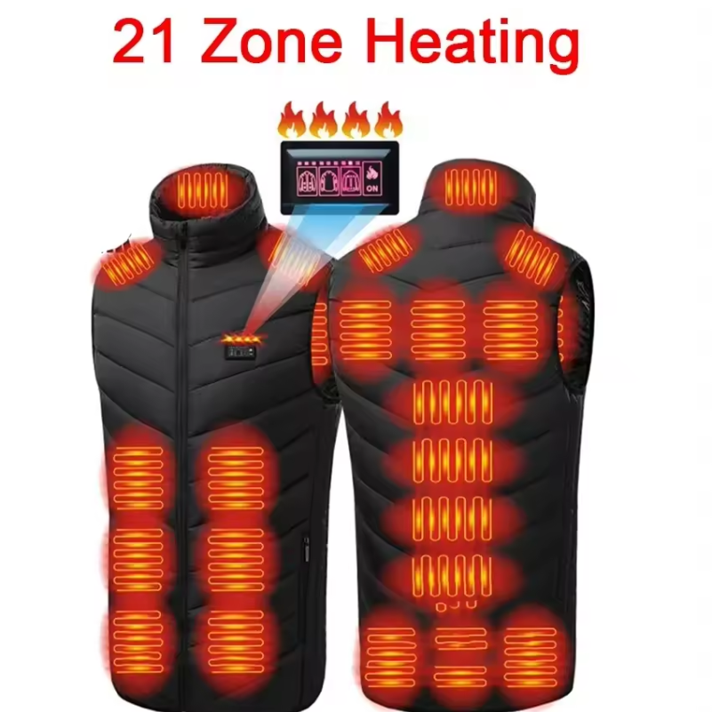 Electric Heated Down Jacket with 21 Adjustable Heat Zones