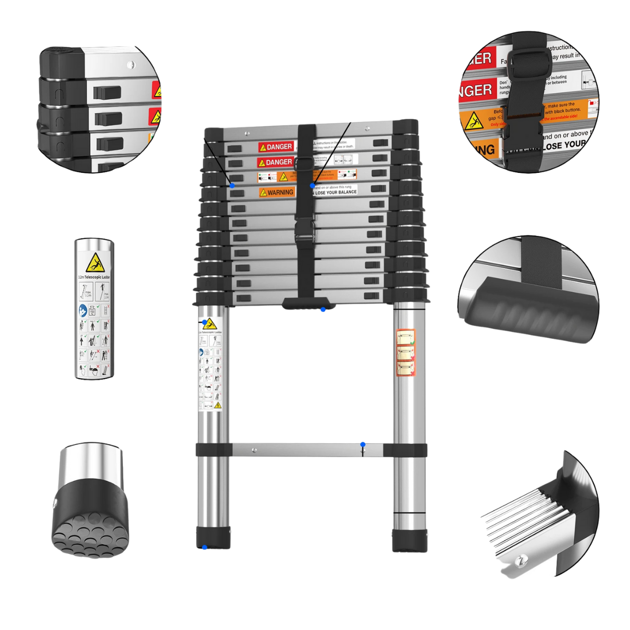 Sturdy Steel Telescopic Ladder for Work