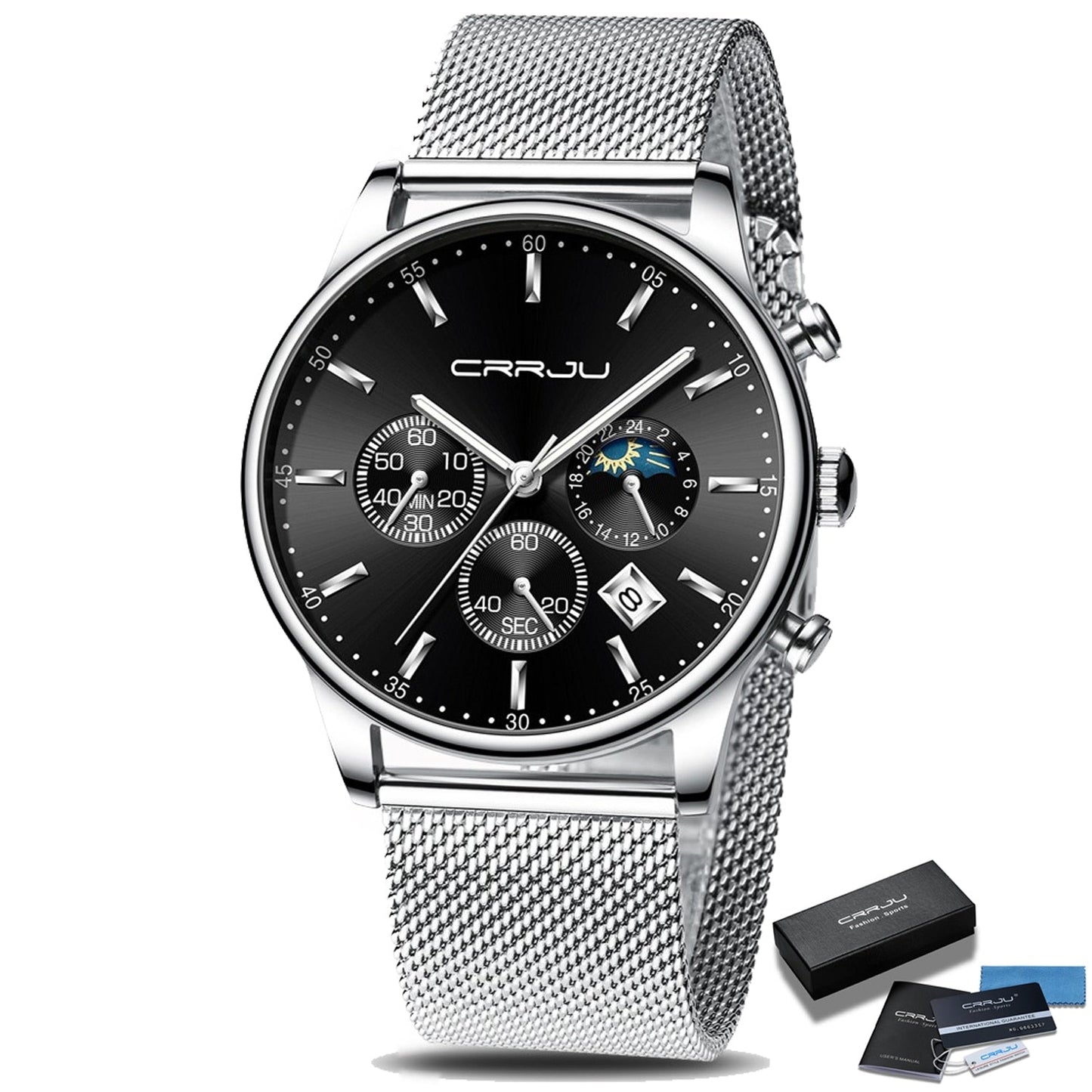 Men's metal strap sports watch