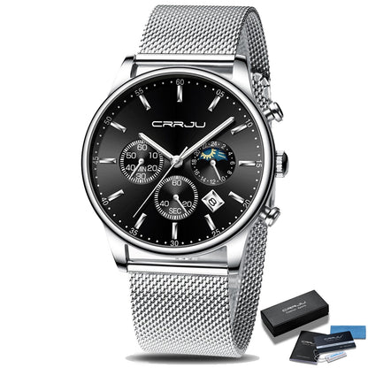 Men's metal strap sports watch