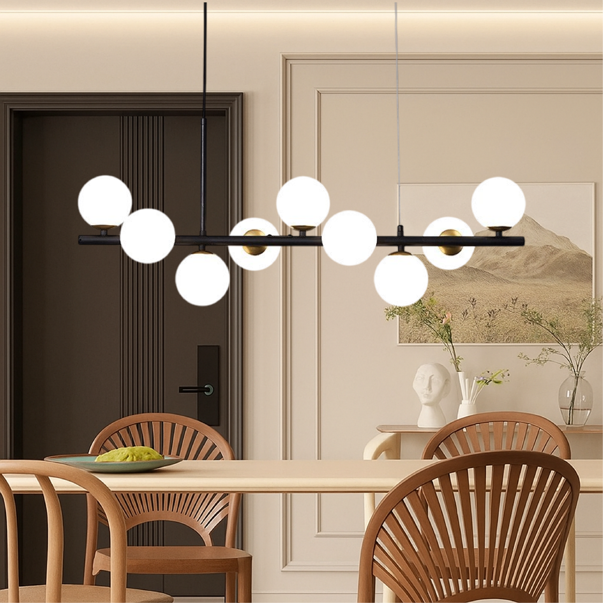 Lampe Suspendue LED Salon Noir Élégant - Foivo
