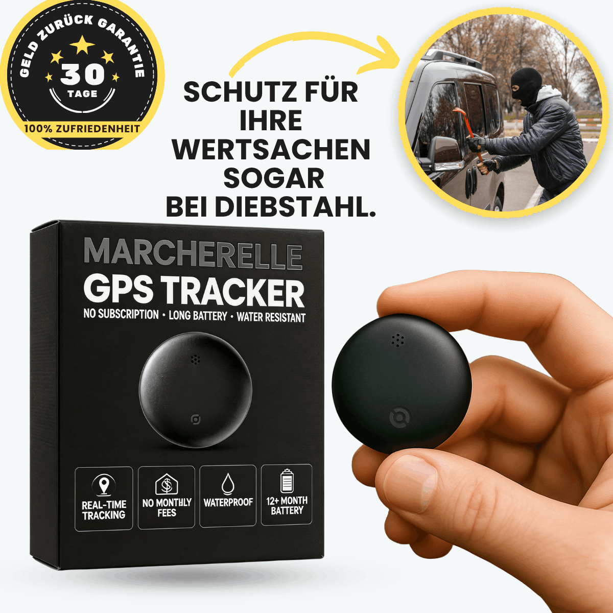 Marcherelle - GPS Tracker without subscription, without SIM | Compatible with Android & iOS