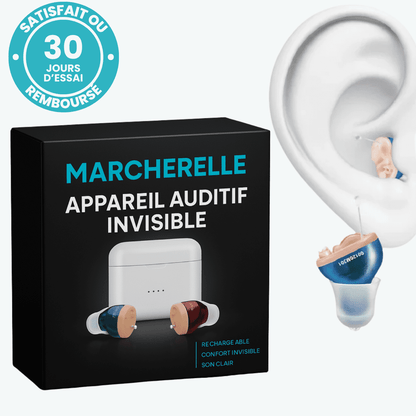 Marcherelle™ – Appareil Auditif Invisible Rechargeable Discret & Haut de Gamme
