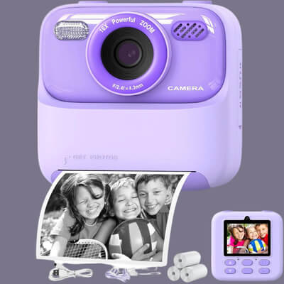 Marcherelle™ – Appareil Photo Instantané Enfant Double Objectif 1080P