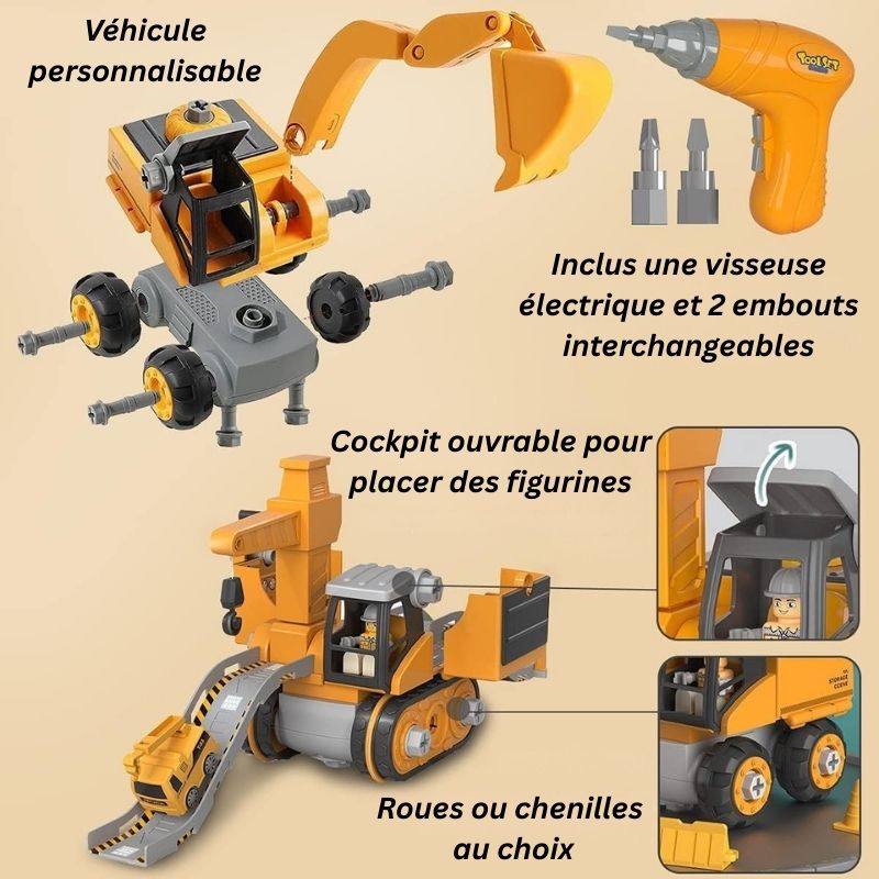 Marcherelle™ – Camion de Chantier Éducatif 4-en-1 Pour Enfants