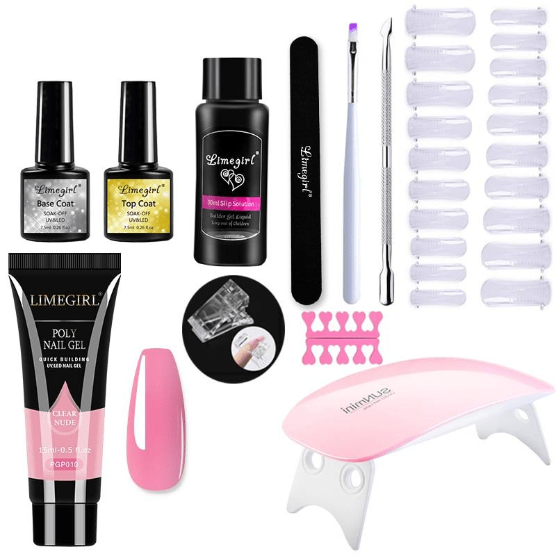 Complete Nail Extension Kit with UV Lamp for Home Manicure