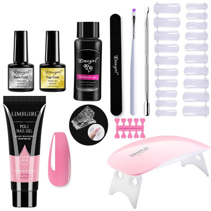 Complete Nail Extension Kit with UV Lamp for Home Manicure