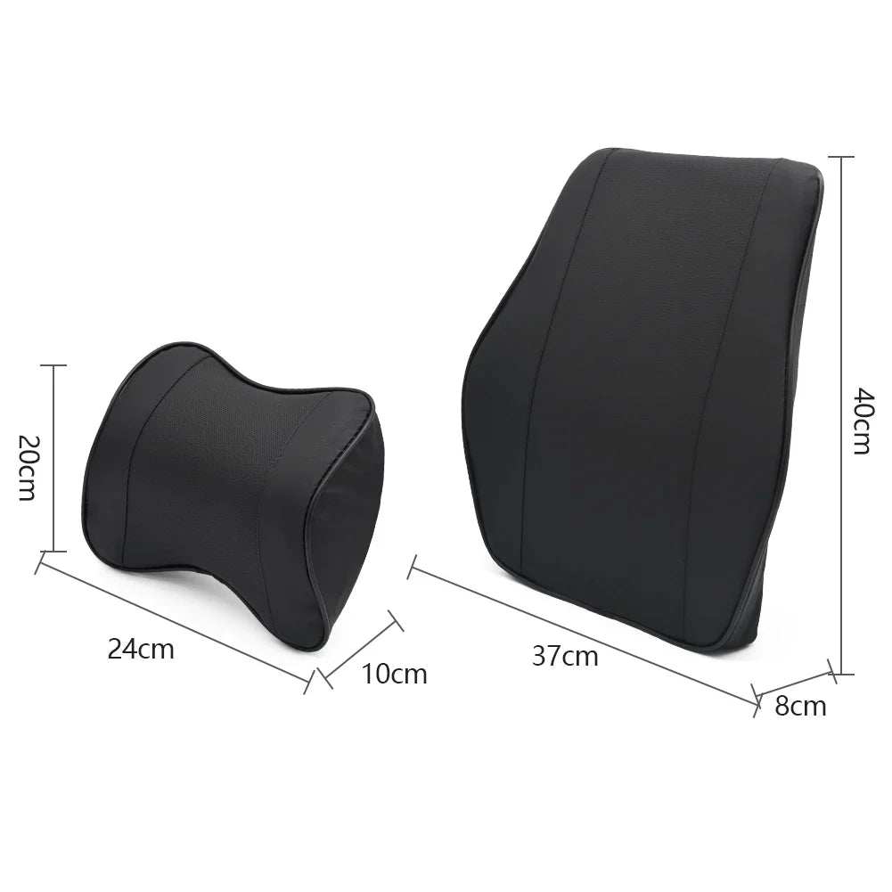 Leather Car Seat Cushion with Adjustable Headrest
