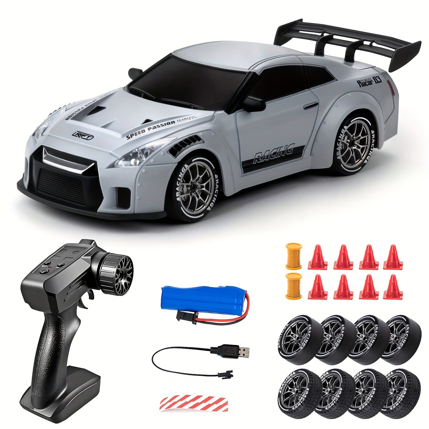 Remote-Controlled Car with Four-Wheel Drive and LED Lighting | Premium Racing Toy for Children