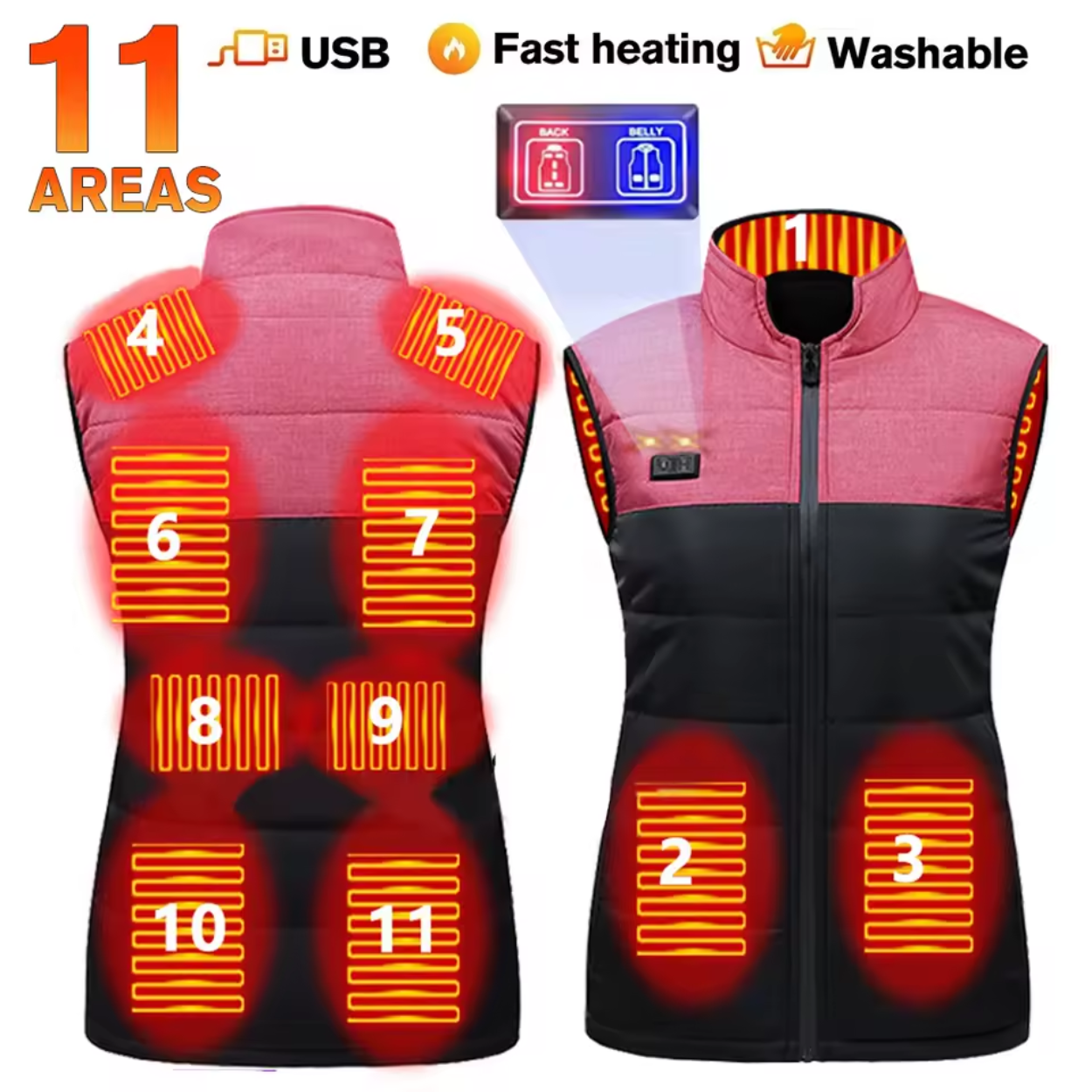 Electric Heating Vest with Adjustable Heat