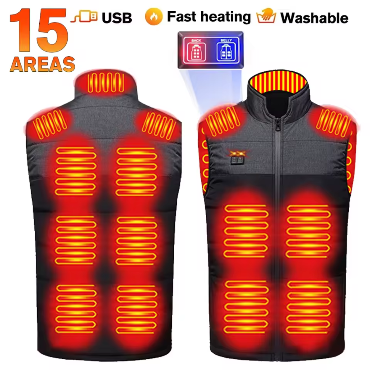 Electric Heating Vest with Adjustable Heat