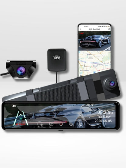 Rétroviseur Caméra 4K Intégrant GPS et Enregistrement - Marcherelle